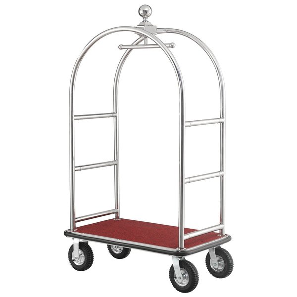 Global Industrial Silver Stainless Steel Bellman Cart Curved Uprights 8 Pneu Casters, 41-1/4L x 24W x 75H 985119SL